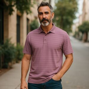 Cremieux Performance Men’s Light Purple Cotton Stretch Striped Polo XL